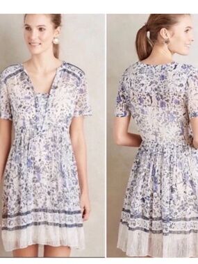 Maeve: Delicate Floral Short Sleeve Dress